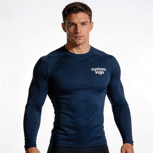 Unisex Rash Guard Compression Shirt Long Sleeve Breathable <b>Maroon</b> Burgundy Solid Performance Athletic Training Gym Workout <b>Top</b> - Product Image 2