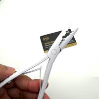 Pince à extensions capillaires multifonctionnelle en acier inoxydable blanc mat, micro-anneaux, logo personnalisé, instrument de beauté OEM