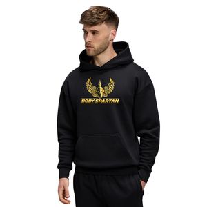 Sudadera con Capucha para Hombre, Diseño Relaxed Fit, Color Negro con Logotipo Dorado, Estilo Casual, Forro Polar, Ropa de Calle para Invierno - Product Image 1