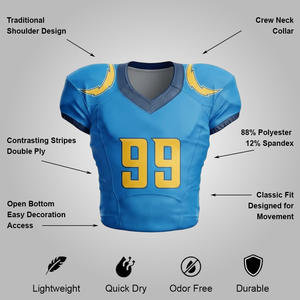 Uniformes de football américain pour adultes du lycée, couleur et logo personnalisés, 100% polyester, impression par transfert thermique, sublimation personnalisée - Product Image 3