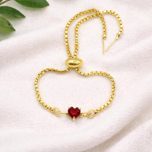 Crystal Quartz Heart Bracelet <b>Gold</b> Plated Prong <b>Set</b> Adjustable Slider Bracelet Handmade Gemstone January Birthstone Jewelry - Product Image 4