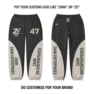 Zaini Enterprises Premium <b>Men's</b> Polyester Windbreaker Pant 100 GSM Light Blue Panelled <b>Jogger</b> Custom Screen Print Logo for - Product Image 1