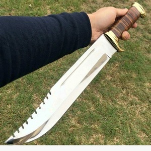 Cuchillo de Caza D2 de Acero Inoxidable Hecho a Mano con Hoja Serrada de Punta Caída, Mango de Madera, 500mm, Grado Industrial, OEM, 3 Años de Garantía - Product Image 4