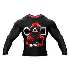 Rashguard Kingz blanc et noir pour entraînement professionnel de BJJ, manches courtes, pour hommes et femmes, avec indication du rangement - Product Image 1