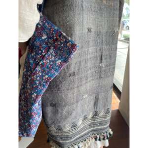 Bolso Tote Kantha Vintage Hecho a Mano, Azul Liberty con Bordado y Cierre de Cremallera, Forro de Algodón para Uso Diario en Verano e Invierno - Product Image 4