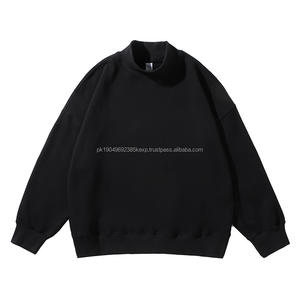 SY380 ropa de calle de alta calidad de gran tamaño de lana de peso pesado pulóver algodón liso gota hombro bordado cuello simulado sudaderas - Product Image 3