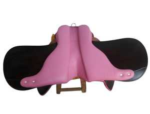 Silla de Montar de Cuero Rosa y Negra para Salto Ecuestre |   Silla de montar ecuestre inglesa | Conducción Cómoda |   Todos los tamaños disponibles personalizados - Product Image 4