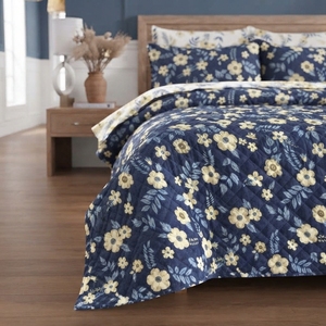 Juego de Cubrecamas Nordic Flora de 3 Piezas, Diseño Sólido con Pespunte en Diamante, Mezcla de Algodón T-150, Ropa de Cama para Toda Temporada, Uso Doméstico, Estilo Duradero - Product Image 3