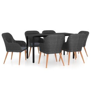 Set da Pranzo da Giardino Nero per 6 Persone, Arredamento da Esterno Resistente alle Intemperie, Design Contemporaneo con Struttura in Legno Massello - Product Image 2