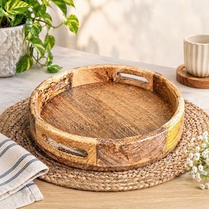 Cubo Plegable Redondo de Madera con Asas, Duradero, de Madera Natural, Estilo Vintage, Ecológico, Multiusos, para Servir la Felicidad - Product Image 5