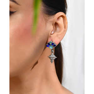 Boucles d'oreilles en argent Meera Jaipur Neel Pushpa Fashion - Product Image 1