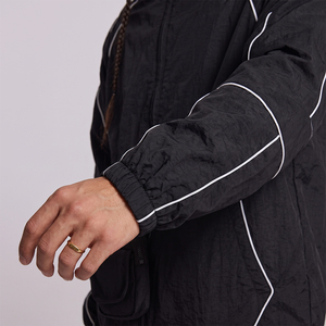 Ensemble de costume noir pour homme, couleur unie, tricoté en polyester, séchage rapide, style sportif, veste et pantalon à col montant et fermeture éclair intégrale pour l'automne - Product Image 6