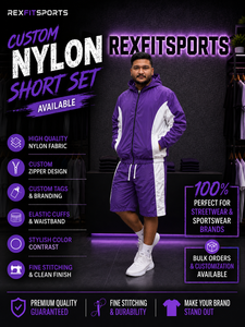REXFIT SPORTS 2026 Conjunto Deportivo Corto de Nailon Personalizado para Hombre, Ropa Deportiva Ligera de Dos Piezas, Chaqueta y Pantalones Cortos, Ropa Deportiva Urbana - Product Image 1