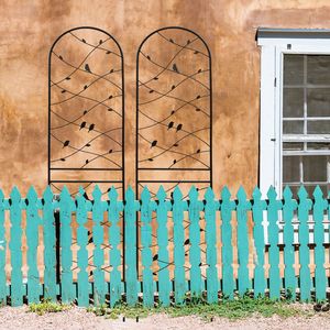 Paquete de 2 Enrejados de Jardín Metálicos Negros Resistentes a la Oxidación, 86.7'' x 19.7'', Soporte para Flores de Exterior, Decoración para Pájaros, Enrejado para Plantas Trepadoras - Product Image 3