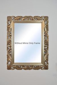 Gold Resin Eco-Friendly Wall Mirror with Framed Edge Carved Design Rectangular Shape 5.0mm Thickness for Home Decor - Product Image 1