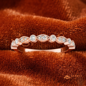 แหวนแต่งงานเพชรทองคำขาว 18K |   แหวนเพชรเพาะเลี้ยงในห้องปฏิบัติการ |   วงดนตรีวิชโบนคลัสเตอร์ แอนนิเวอร์ซารี่แบนด์ | เครื่องประดับอัญมณีแบบซ้อนกันได้ตามสั่ง - Product Image 4