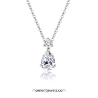 Collier artisanal en argent sterling 925 avec pendentif goutte d'eau en moissanite, chaîne en câble plaquée rhodium
