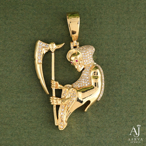 Collier pendentif squelette en argent plaqué or, serti de zircons micro-pavés, breloque Hip Hop, bijou Grim Reaper, cadeau tendance - Product Image 1