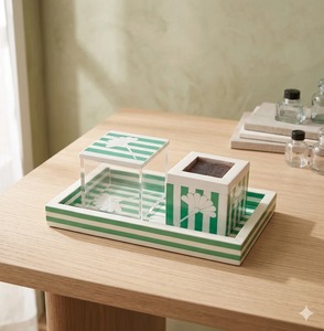 Juego de Bandejas para Incienso con Incrustaciones Verdes y Blancas, Hechas a Mano, para Aromaterapia, Mubkhar, Porta Bakhoor, Regalo para Ramadán - Product Image 3