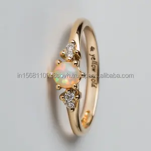 18K Gold Opal Engagement Ring with Natural Diamond Accents, Ideal for Weddings and Anniversaries For Women Buy at Now