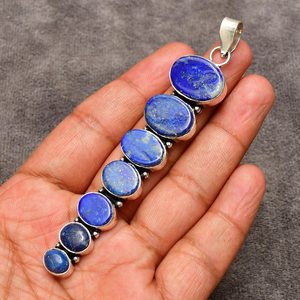 Collier pendentif en argent sterling 925 Lapis Lazuli, bijoux faits à la main, pierre bleue naturelle, collier pour femme, cadeau - Product Image 6