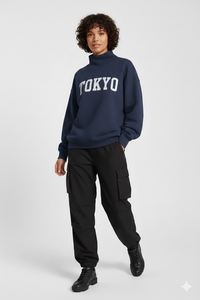 Servicio OEM, Sudadera de Forro Polar de Alta Calidad para Mujer, Estilo Casual, Holgada, Cuello Alto, Otoño Invierno, Material de Poliéster y Algodón, Transpirable - Product Image 4
