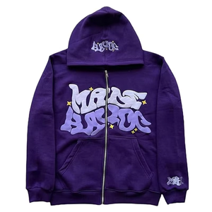 Sweat-shirt à capuche unisexe violet Y2K 2026, coupe oversize, avec motif graphique, style grunge streetwear, décontracté, vente en gros - Product Image 1