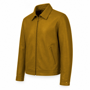 Blouson de course en cuir pour homme, inspiré des motos, avec construction légère, fermeture éclair intégrale et style athlétique moderne - Product Image 6