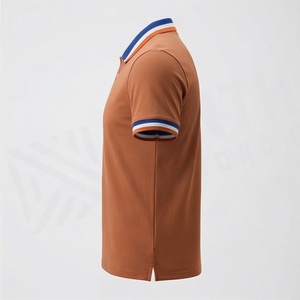 Chemises polo pour hommes grande taille, respirantes, en coton, à rayures unies, style streetwear décontracté, haut en jersey à trois boutons - Product Image 3