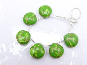 Cobre verde turquesa en forma de corazón en forma de lágrima 12X12MM cuentas de piedra pulida suave par combinado para la fabricación de joyas al por mayor - Product Image 5