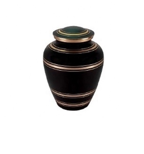 Urna de metal de cremación con revestimiento negro, tamaño grande, diseño elegante, precio barato, venta de urna de cremación de metal decorativa para sala de exposiciones - Product Image 1