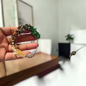 Handmade Crystal <b>Bracelet</b> With Green And Yellow Stones Silver Chain Closure Natural Gemstone Jewelry For Women - Product Image 3