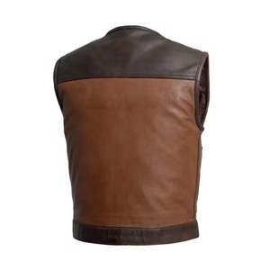 Chaleco de Motociclista de Moda, Chalecos de Cuero para Moto, Personalizados, de Alta Calidad, Diseño Grueso para Invierno, Chaleco de Cuero para Hombre - Product Image 4