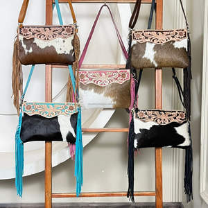 Bolso de Hombro de Cuero Repujado Rosa de Moda con Flecos, Estilo Western con Patrón Floral de Águila, Gran Capacidad, para Damas - Product Image 4