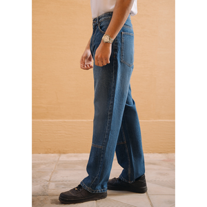 Jeans pour hommes de haute qualité, coupe droite, taille haute, délavage clair, motif uni, style décontracté, fabriqués en tissu denim de haute qualité - Product Image 2