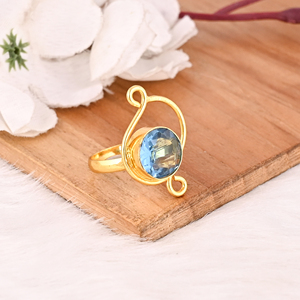 Blue Topaz Hydro <b>Adjustable</b> <b>Ring</b> Handmade Gemstone Jewelry for Women - Product Image 3