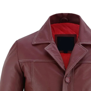 Fall Winter Men's Genuine Leather Jacket with Stand Collar and Front Logo Cow Skin Leather Best Quality - Product Image 2