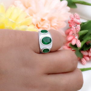 Wholesale 925 Sterling <b>Silver</b> Oval Cut Green <b>Emerald</b> Gemstone <b>Ring</b> For Men Handmade Unisex Fine <b>Ring</b> Jewelry - Product Image 5