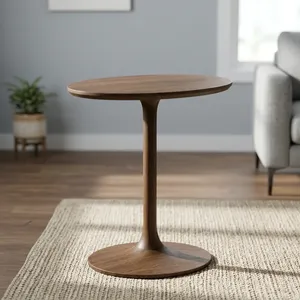 Modern <b>Round</b> <b>Coffee</b> <b>Table</b> Solid Wood <b>Walnut</b> Midcentury Design Living Room Furniture - Product Image 6