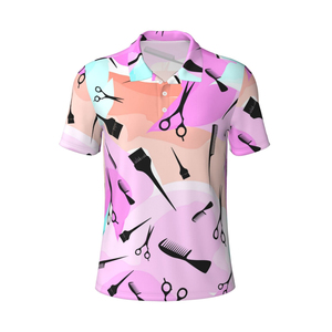 เสื้อยืดแขนสั้นผู้ชายลายกรรไกรหวี ทรงปกติ สวมใส่สบาย ผ้าถักโพลีเอสเตอร์ ลายพิมพ์  รับสกรีนโลโก้ - Product Image 3