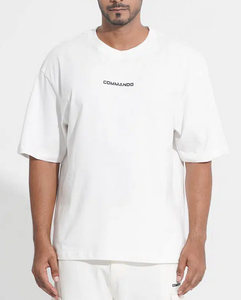 Heavyweight 240 GSM Breathable Knitted Fabrics 100% Cotton OEM Custom Logo Oversized Drop Shoulder Boxy Fit T-Shirt for Men - Product Image 5