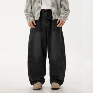 Jeans baggy pour homme, coupe ample, jambe large, denim délavé, style streetwear, pantalon hip hop - Product Image 4
