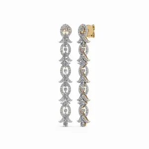 Pendientes de Diseño Enchanted Petals con Certificación IGI en Oro Amarillo de 18K, con Diamantes de Corte Princesa y Redondo para Mujer - Product Image 1