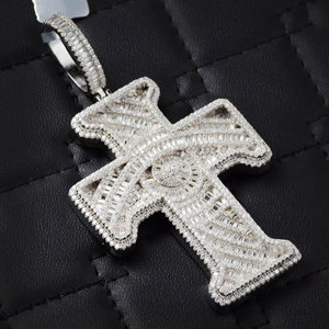 Moissanite <b>Cross</b> Pendant Baguette Cut Iced Out Religious <b>Cross</b> <b>Necklace</b> Luxury Hip Hop Jewelry Gift For <b>Men</b> Women - Product Image 5