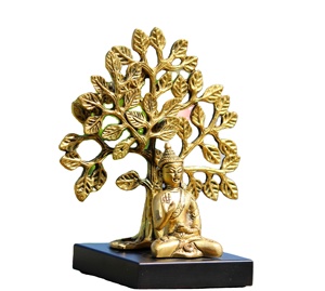 Nirmala Handicrafts brass meditating buddha sitting under <b>tree</b> gift item home <b>decore</b> buddha statue - Product Image 4