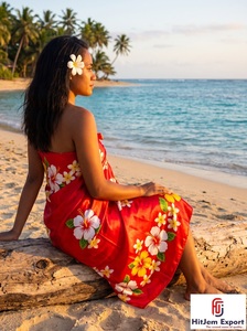 Pareo Hawaiano Polinesio, Sarong Tejido con Diseño Floral, Ligero, para Playa, Ropa de Verano para Niños, OEM, ODM, Personalizado, 100% Rayón - Product Image 3