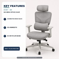 Chaise de bureau ergonomique en maille avec accoudoirs 5D, dossier haut, pivotante, pour le personnel de bureau et l'espace de travail à domicile
