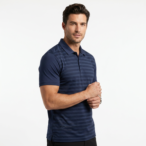 Polo à manches courtes rayé bleu marine pour homme, séchage rapide, tricoté, décontracté - Product Image 4