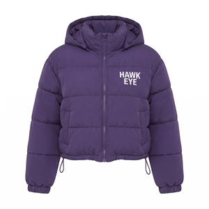 Women's <b>Cropped</b> Quilted Winter <b>Jacket</b> Padded <b>Puffer</b> Coat Long Sleeve Zip Up Casual Warm Adjustable Hem Outerwearc - Product Image 4
