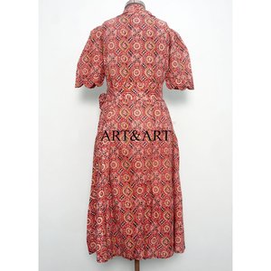 Nouvelle Robe d'été trapèze pour femme en coton 100% écologique, imprimée numériquement, motif floral indien, faite à la main, avec ceinture, best-seller - Product Image 6